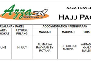 Azza Travel & Tours Pte Ltd Hajj Package 2023